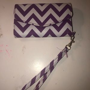Purple Chevron Wristlet
